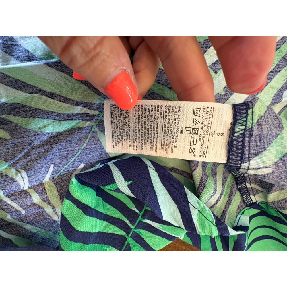 Old Navy Womens Tropical Palm Print Cami Midi Dress Green Navy Blue Small NWT - Picture 6 of 8